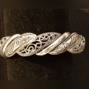 MMJ Bracelet Silver Stretch Triple Diagonal Filigree